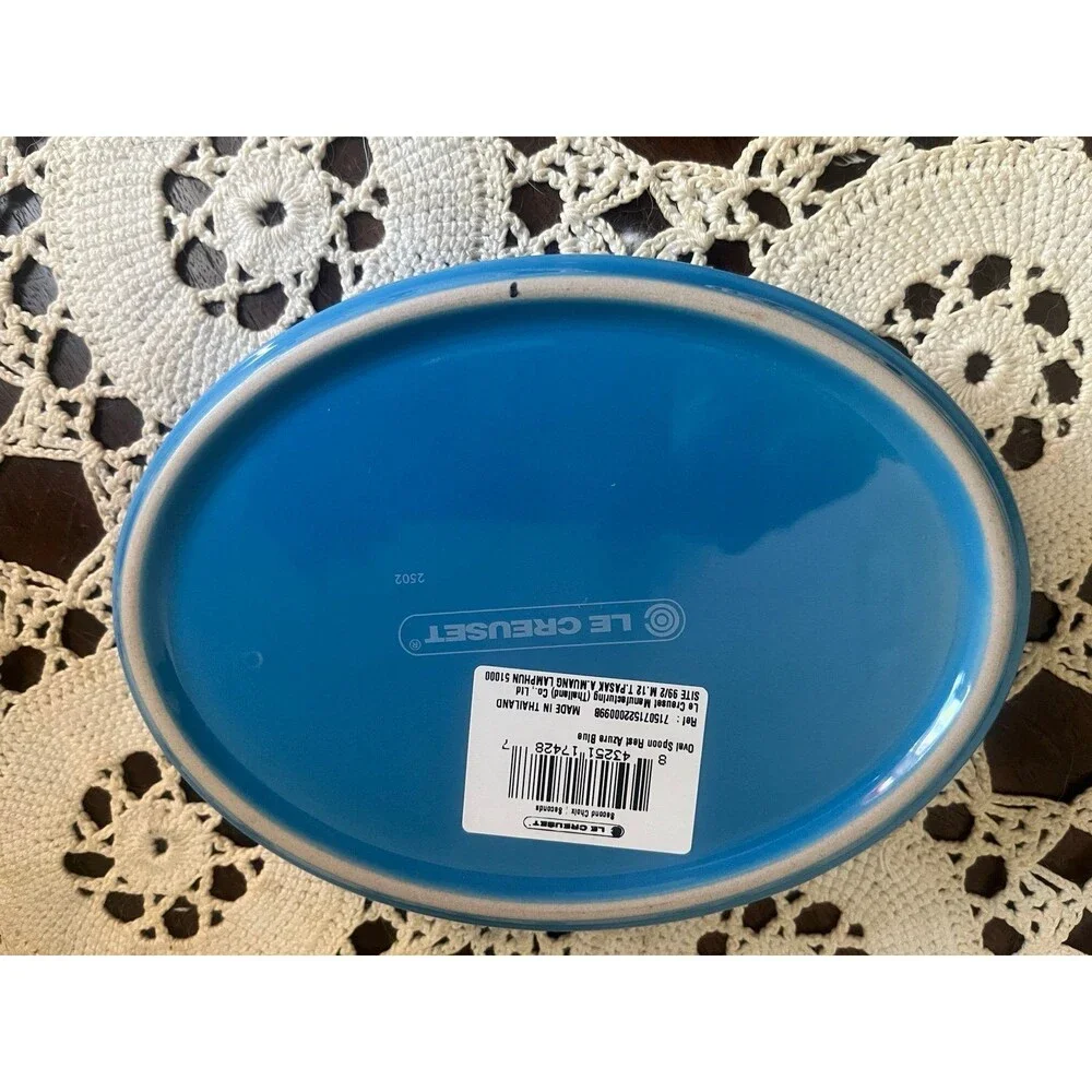 Le Creuset Stoneware Oval Spoon Rest Azure Blue NEW
